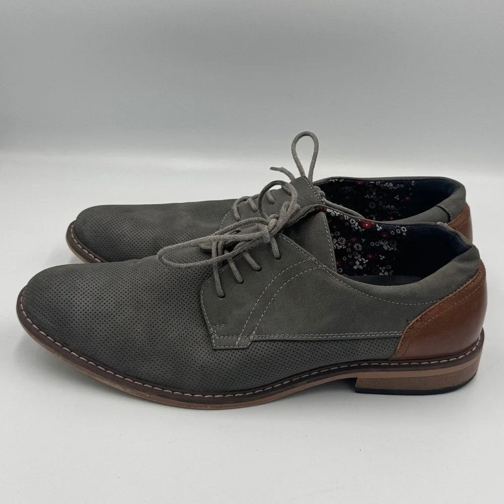 Steve Madden Grey Perforated Oxford Dress Shoes Size 10 NO BOX